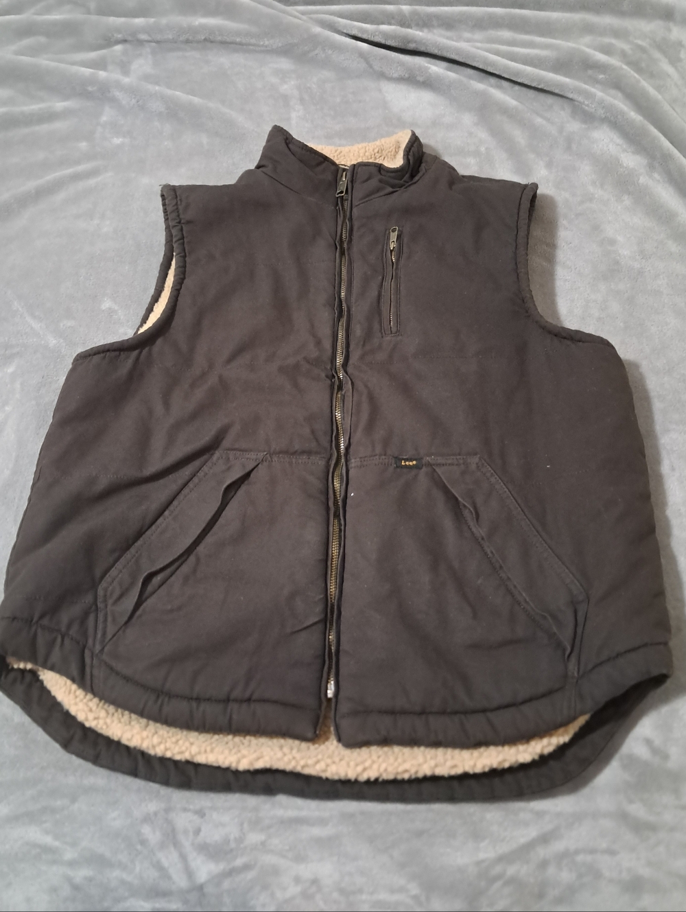 Lee Premium Select Canvas Heavyweight Brown Sherpa-Lined Work Vest Sz. M